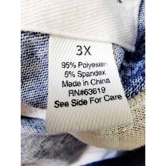 New York Laundry 3X Plaid Soft‎ V-Neck Roll Tab Sleeve Tunic Top Blue Gold - Picture 9 of 9